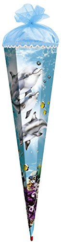 ROTH Schultüte Delfin Glitter 85 cm Steine Paillettenborte