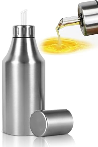 Distributeur d'huile d'olive 1000ml, Bouteille d'huile et bouteille de vinaigre,bouteille huile,Bouteille d'huile en Acier Inoxydable avec Bec verseur sans Goutte pour Huile et vinaigre