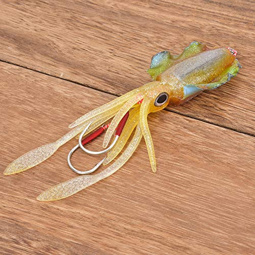 Attirail de pêche, Appât de pêche Faux Lumineux Doux, leurre de pêche de Poulpe dattirail, appât de pêche de calmar, Yeux 3D mer/Eau Douce pour la pêche(3#)