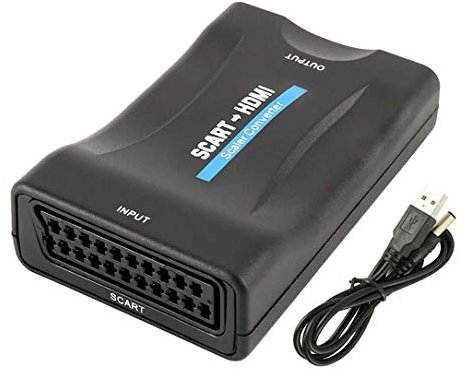 GLER Scart Péritel vers HDMI Adaptateur, 720/1080P Vidéo Audio Adaptateur, Compatible avec NTSC PAL pour PS3, PS4, Blu Ray, TV, DVD