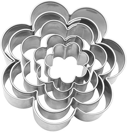 BekkiB 7714-5er Ausstechformen-Set Blume - Ausstecher in Form von 5 verschieden großen Blüten - Keksausstecher mit 19mm, 27mm, 38mm, 48mm und 58mm