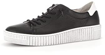 Gabor Damen Low-Top Sneaker, Frauen Halbschuhe,Wechselfußbett,Sportschuhe,Freizeitschuhe,Turnschuhe,schwarz/Weiss(Weiss,37.5 EU / 4.5 UK