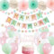 Mint Rosa Geburtstagsdeko Happy Birthday Girlande Hellrosa Torten Deko Papier Pompons Mintgrün Pastellfarben Luftballons Mintgrün Geburtstag 29 Stk. Party Dekoration für Mädchen Frauen