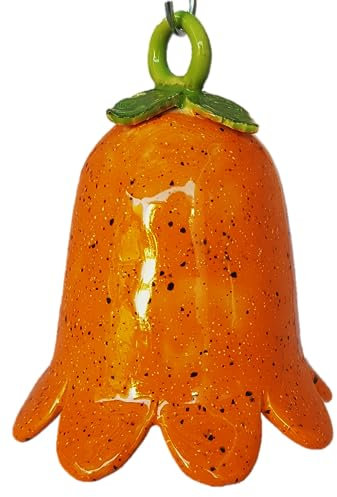 Keramik Glocke orange Glockenblume Handarbeit