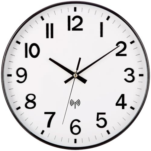 NESIFEE Orologio da parete radiocontrollato da parete, silenzioso, senza ticchettio, 30 cm, design moderno, orologio da cucina, decorazione soggiorno