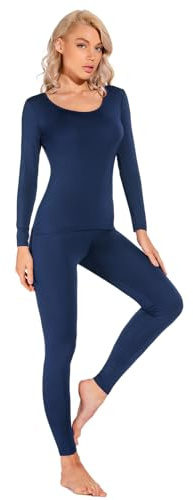 Liang Rou Women's Scoop Neck Top & Bottom Ultra Thin Thermal Underwear Set