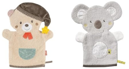 Fehn Waschlappen Bär - Waschhandschuh mit Tiermotiv & Waschlappen Koala - Waschhandschuh mit Tiermotiv