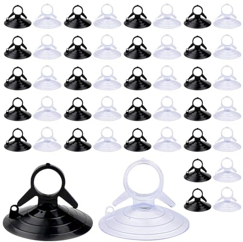 100 Piezas 45mm Ventosas de Plástico, Scettar Ventosas para Cristal PVC Ventosa Transparente e Negra Ventosas, Ventosas Redondas para Ventanilla, Espejo de Maquillaje, Vidrio, Baño, Cocina
