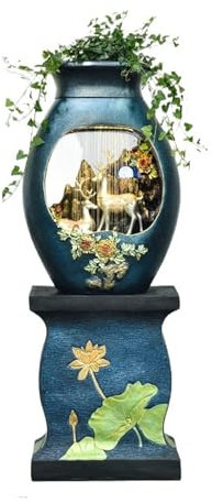 Fuente de Jardín Fuente de agua de pie for interiores, cascada casera con atomizador, decoración de poliresina, decoración de cascada, adorno for decoración del hogar, meditación, relajación Fuente Ex