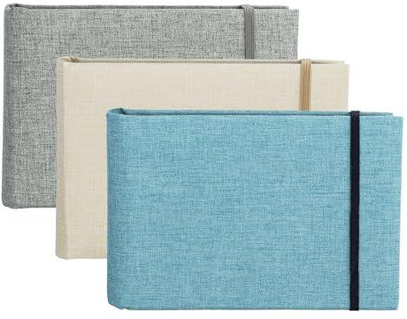 3 Pack Small Photo Albums 6x4, Mini Linen Cover Slip-In Memory Book for Baby, Wedding, and Travel, Holds 300 Photos, Grey, Blue, Green