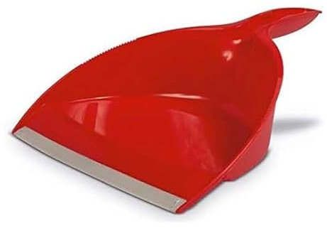 Recogedor de Mano con Goma, Color Rojo, Ideal para Recoger residuos en casa y Mantener la Limpieza en Espacios reducidos.