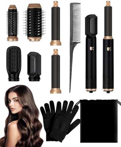 Rantizon 6 in 1 Hot Air Styler Set,1000W Hair Styler & Hair Dryer Brush for Blow Dry Straighten Curl Volumize,No Heat Damage,Ionic Step Hair Tool with Multiple Attachments for Multiple Hair Types