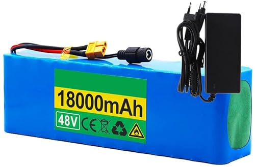48V 18Ah E-Bike Batería Batería De Alta Potencia con Cargador Y BMS 13S3P Paquete De Batería De Bicicleta Eléctrica para 200W 350W 500W 800W 1000W Motores 48V 18AH,XT60