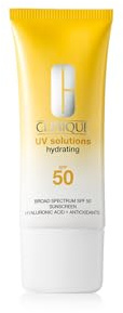 Clinique UV Solutions Hydrating Sunscreen Broad Spectrum SPF 50 With Hyaluronic Acid + Antioxidants | No White Cast | Safe For Sensitive Skin, 1.3 Fl Oz