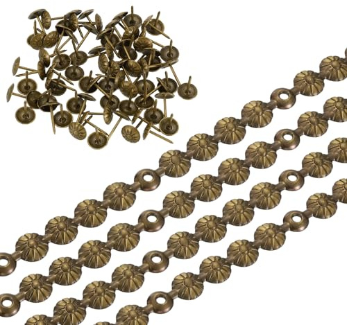 QUARKZMAN 4 Mètres Garniture De Clous De Tapisserie Pour Chaise 11mm Bronze | De Bande De Clous De Tapisserie Fleuris, Garniture Décorative De Clous Avec Rivets, Accessoire De Meuble DIY