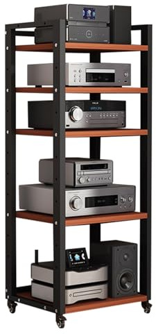 Moderno Media Cabinet Audio Rack Stereo Stand AV Media Tower Gaming Console Mensola Regolabile 5/6/7 Tier Storage per Casa & Ufficio Intrattenimento Elettronica