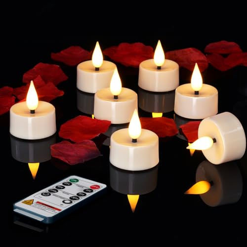 Homemory 12 Pack 2/4/6/8H Remote Timer Tealights Flameless Fake Battery Led