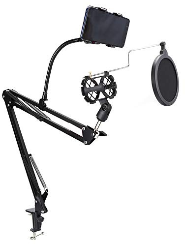 aqxreight Soporte de Brazo de Suspensión para Micrófono para Soporte de Clamp/Holder para Micrófono Clamp/Holder de Montaje para Banco de Trabajo Teléfonos con Protección contra Pulverización y de