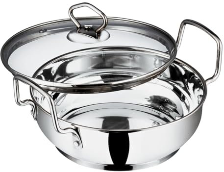 Vinod Stainless Steel Kadai with Glass Lid - 20cm, 1.7L | Extra Thick SAS Bottom | Ideal for Deep Frying, Stir-Frying & Curries | Safe, Comfortable Grip | Induction Friendly Wok – Silver