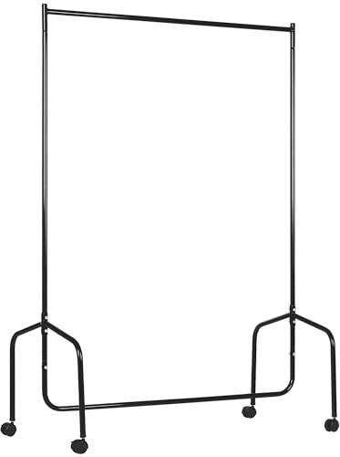 HOMCOM Portant à Vêtements avec Roulettes Tringle a Vêtement solide Charge 140 Kg 150 x 60 x 170 cm Porte-Manteau en acier noir