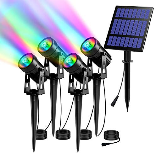 T-SUN Solarleuchte Garten, 4 Stück LED Gartenbeleuchtung - Wasserdicht, Solar Außenleuchte, Gartenlampe, Wegeleuchte, Spotbeleuchtung (Farbwechsel)