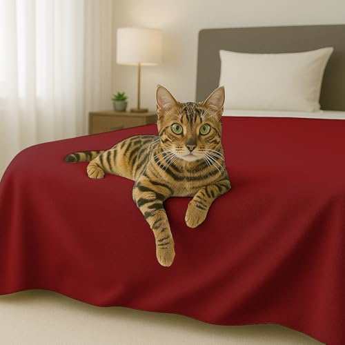 Byour3 - Colcha De Algodón ORGANICO Mixto Cama 90 135 180 Manta Pesada Cubrierta Tela Decorativa Multiusos Cubra Todo por Colchón Francés Cubrecama Lavable Funda De Sofá (Rojo, Cama 180)