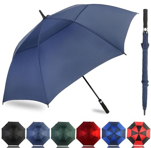 LLanxiry Large Golf Umbrella, 54-72 Inch Windproof Double Canopy, Auto Open
