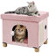 BRIAN & DANY Katzenhöhle, Katzenhaus Höhle für Katzen mit Kratzbrett und Spielball, 45 x 37.5 x 38 cm, Pink