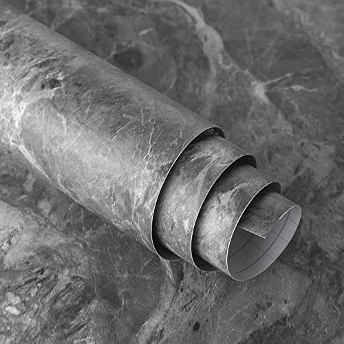 BAYYA Grey Marble Textured Wallpaper Peel and Stick Gray Granite Countertop Contact Paper Matte Thicken 16x79 inch Waterproof Adhesive DIY Wall Stickers Vinyl Decorative Film for Kitchen Bathroom
