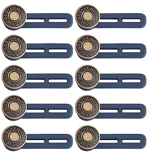 10 Stück Knopfverlängerung für lange Hosen, elastische Taillenverlängerung, verstellbare Bundverlängerung, Jeanszubehör, für verschiedene Hosenformen (Bronzefarbe)