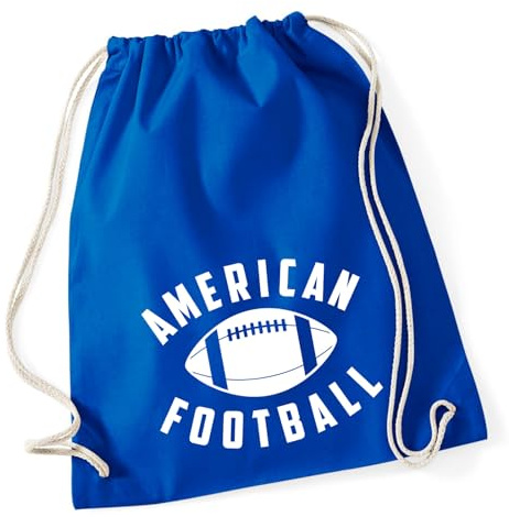 Huuraa Turnbeutel American Football Ball 12 Liter Bright Royal Baumwolle Rucksack Geschenkidee