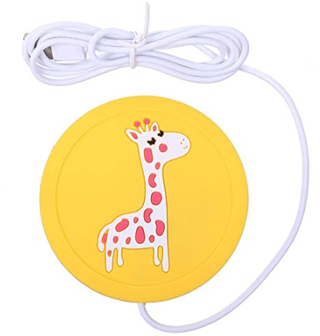 Dariokki Chauffe-tasse USB de dessin animé chauffant, tapis de tasse pour garder les au chaud, dessous de verre, girafe