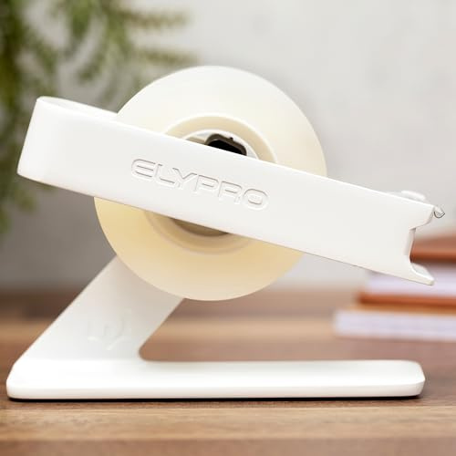 ELYPRO Modern Metal Desktop Tape Dispenser for Office Desk, White