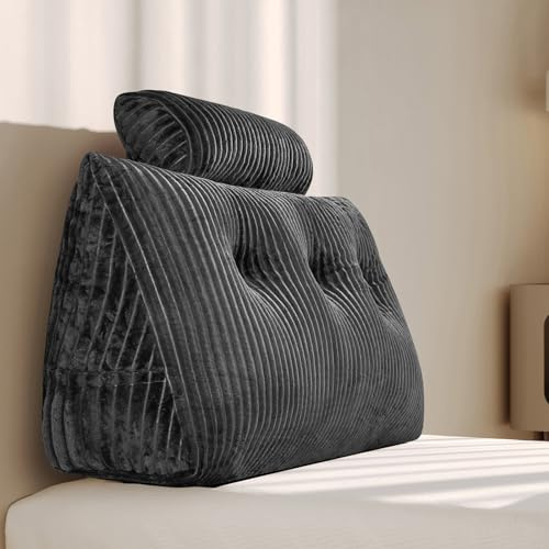 Z-hom Almohadas grandes de cuña para la espalda, almohada triangular para lectura, cojín de apoyo lumbar, respaldo de cintura, cojín de posicionamiento suave para sofá cama (gris, 100 cm)