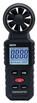 Mcbazel 3 in 1 Anemometro Digitale con Display LCD, Misuratore di Velocità del Vento Tester Velocità Flusso Aria Termometro per Esterni, Droni, Caccia, Pesca