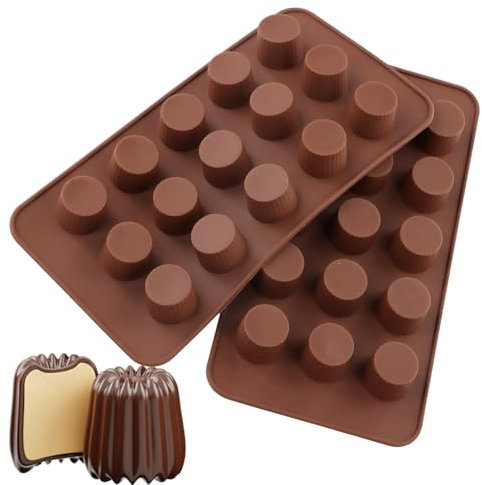 Dewocke 15-Cavity Mini Cup Chocolate Mold, Non-Stick & Food Grade Silicone Baking Mold, BPA Free, Ideal for Keto Fat Bomb, Peanut Butter Cup, Mini Cheesecake, Panna Cotta and Jelly, Set of 2