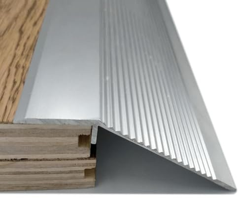 GOUZIBHD Striscia di Transizione Alluminio,Tagliabile Rampa di soglia,Striscia di Soglia,Profilo di Transizione,Strisce di Copertura per Pavimenti per Moquette/Legno/Piastrelle(Color:Argento)
