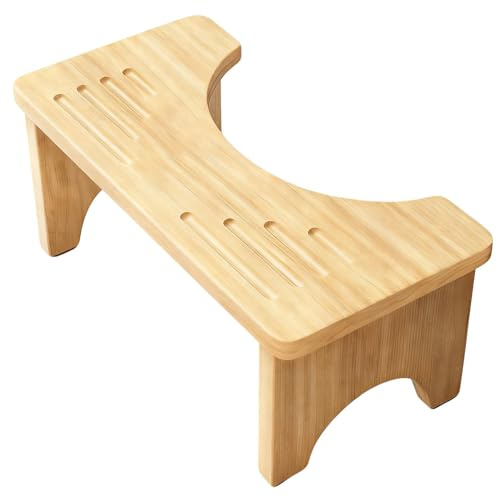 Yitobici Taburete de baño plegable de madera para adultos, de bambú, para hinchazón, mejora la postura, estreñimiento, hemorroides y síndrome del intestino irritable
