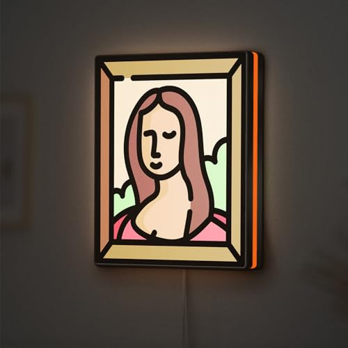 Ancfun Gioconda LED Lightbox - Louvre Paris Art Painting Decor, Custom Led Sign for Home Office Shop Decor (Width 8 inch, 20cm)