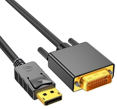 Cable DisplayPort a DVI-D 3 Metros, Adaptador DisplayPort a DVI Macho a Macho 1080p, Cable Conversor 1080p 60@Hz Full HD, para Computadoras, Laptops, Monitores, Proyectores, Tarjetas Gráficas, PC