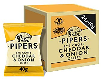Pipers Gluten-Free Lye Cross Cheddar & Onion Vegetarian Crisps Multi-Pack (24)