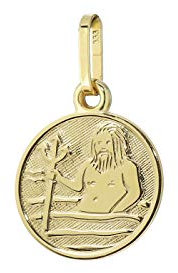 NKlaus Wassermann Sternzeichen 333 8 Karat Gelbgold 12mm Kettenanhänger Horoskop Zodiak 9135