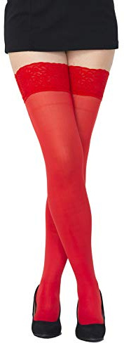 SENTELEGRI Ogenomskinliga 80 Denier mikrofiber hold ups strumpor, 9 färger, storlekar S-XL, Röd, L