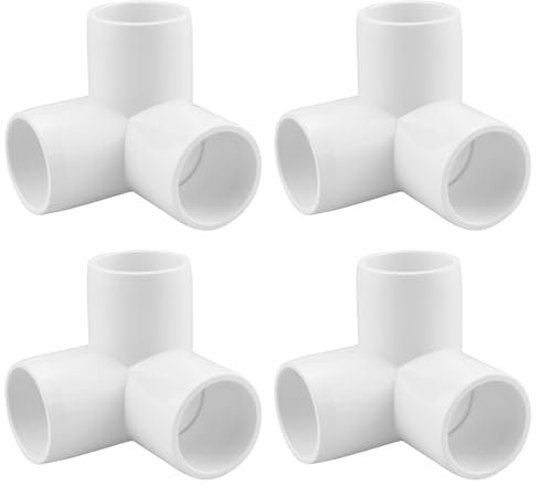 SDTC Tech 4 Stück 2,5 cm 3-Wege-PVC-Armatur, Winkel, Möbelqualität, Rohrverbinder für DIY-PVC-Regal, Gartenstützstruktur, Aufbewahrungsrahmen, Weiß