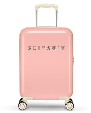 SUITSUIT Handgepäck Koffer mit 4 Rollen 55 x 35 x 20 cm - Hartschalen Kabinentrolley mit TSA-Schloss - Fabulous Fifties Papaya Peach