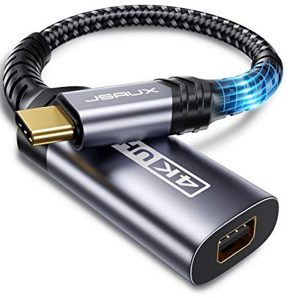 JSAUX USB C auf Mini DisplayPort Adapter [4K@60Hz] zu Mini DP Adapter, Typ C Kompatibel mit Dell XPS, Samsung Galaxy S10 S9 S20 Grau