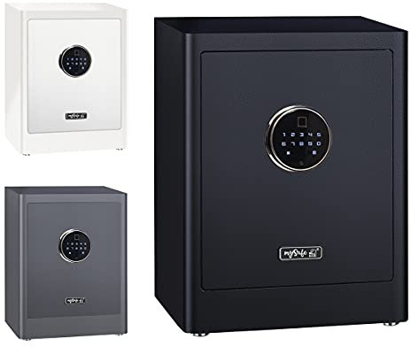 mySafe Premium 450 | elektronischer Schrank-Tresor | Zahlencode & Fingerscan | modernes Design | hohe Sicherheit | Schwarz