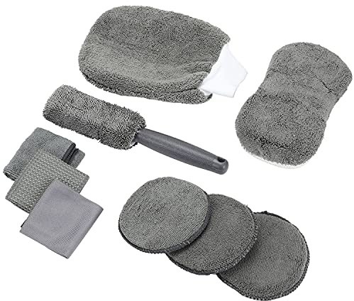 Taylor & Brown 9 Piece Car Cleaning Kit With Storage Bag Includes Microfibre Pad, Wash Sponge, Microfibre Cloth, Wheel Brush, Drying Towel, Glass Cloth, Mitt