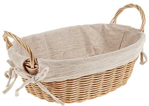 SIDCO Brotkorb Weideoptik Brötchenkorb Frühstückskorb mit Stoffeinlage Kunststoff Korb