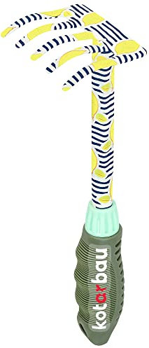 KOTARBAU® Rastrillo de mano de metal, Rastrillo para trabajos de jardinería, Rastrillo pequeño para Limpiar, mullir y Alisar el Terreno, Herramientas de jardín para Tierra, Rastrillo de Mano de 5 púas